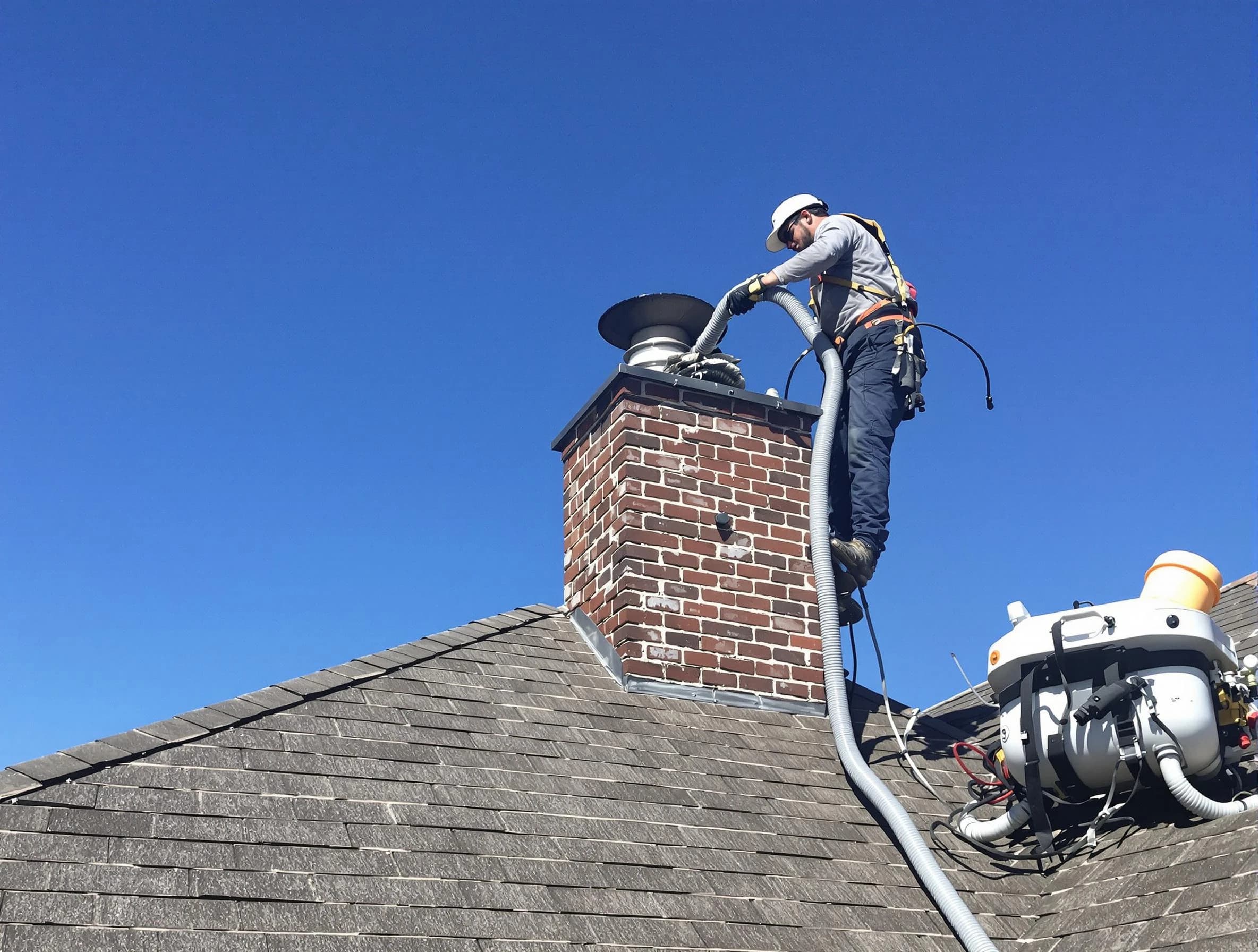 Dedicated Jonesboro Chimney Sweep team member cleaning a chimney in Jonesboro, GA