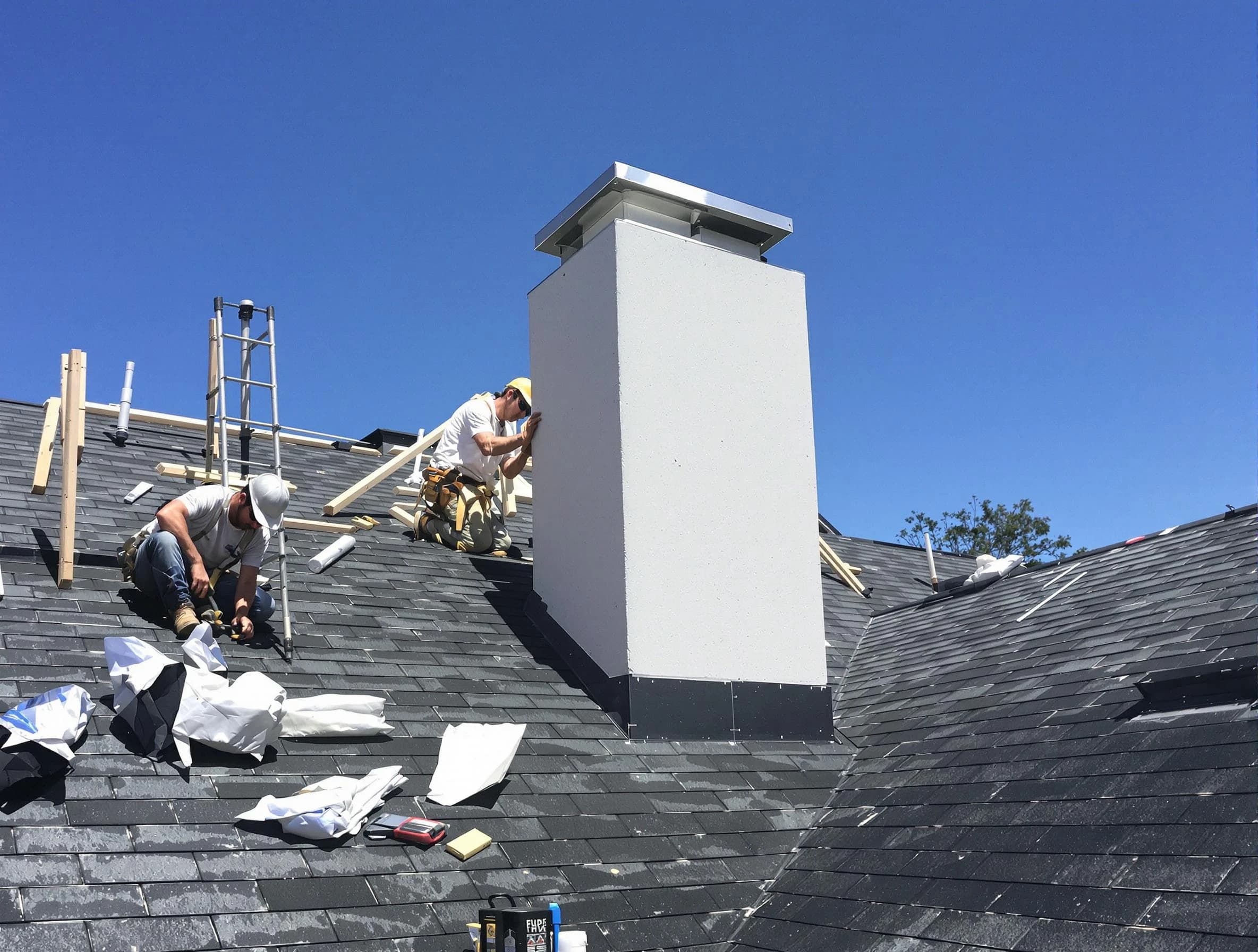 Jonesboro Chimney Sweep crew installing a new chimney in Jonesboro, GA