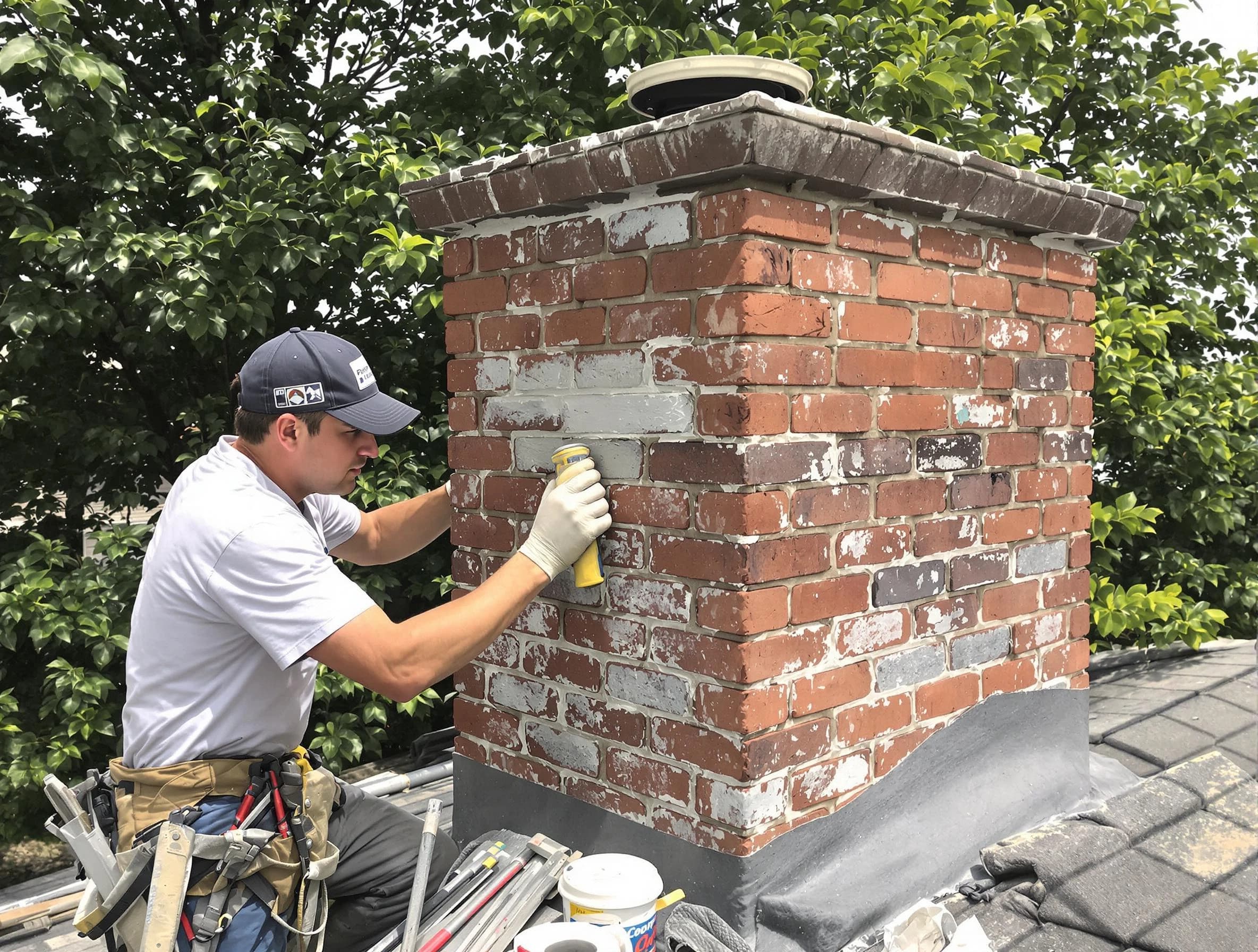 Jonesboro Chimney Sweep restoring an aging chimney in Jonesboro, GA