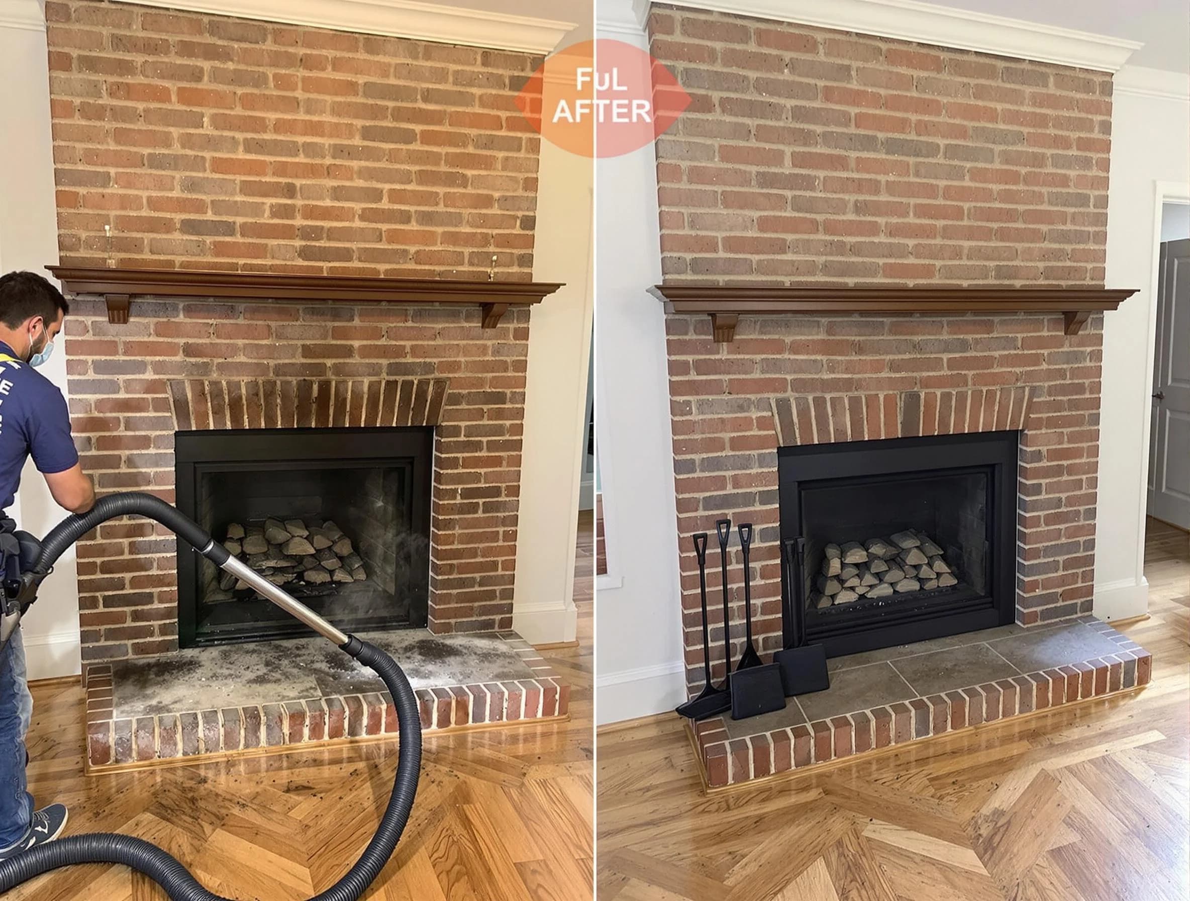 Jonesboro Chimney Sweep carefully sanitizing a fireplace in Jonesboro, GA