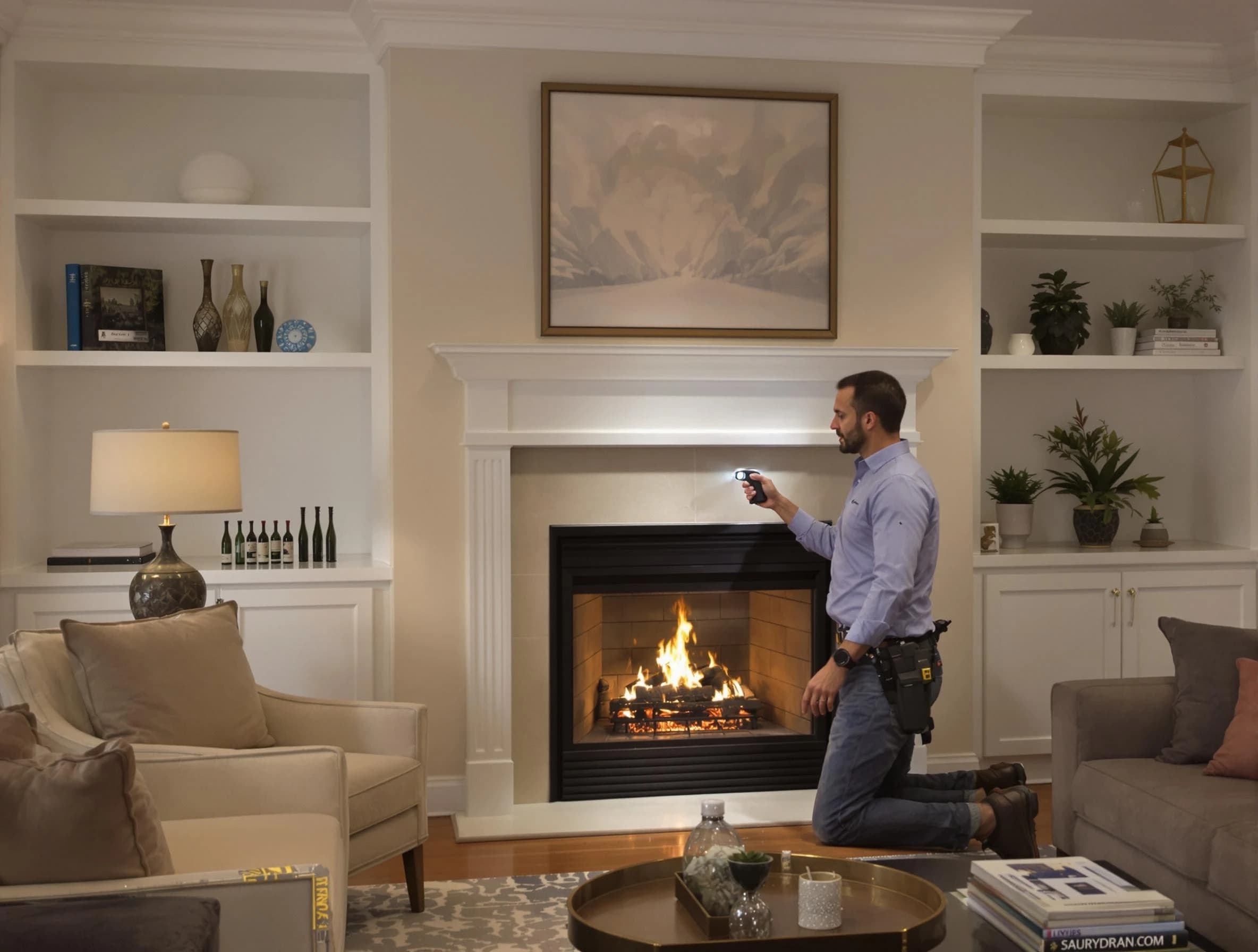 Jonesboro Chimney Sweep conducting a fireplace safety inspection in Jonesboro, GA