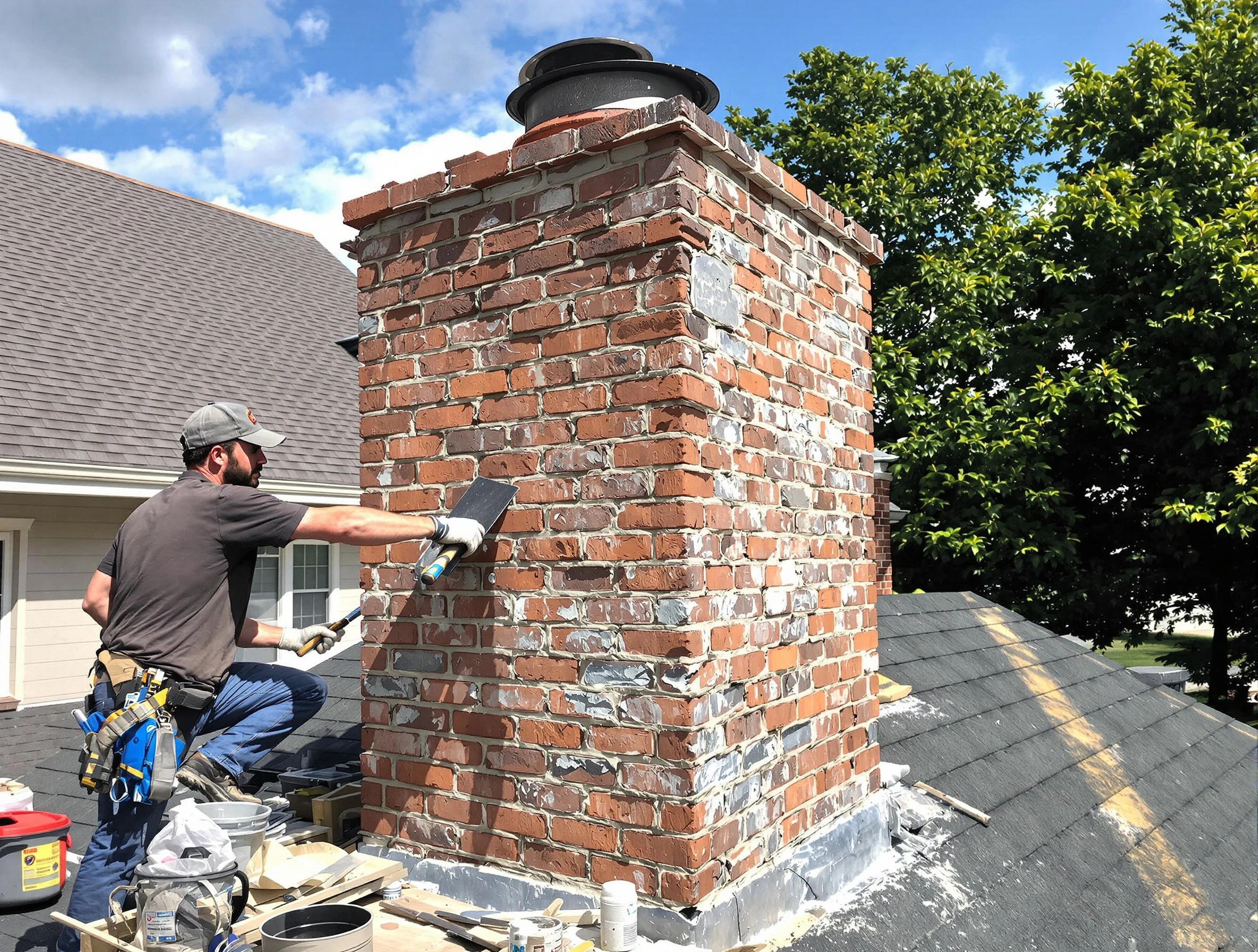 Completed chimney rebuild by Jonesboro Chimney Sweep in Jonesboro, GA