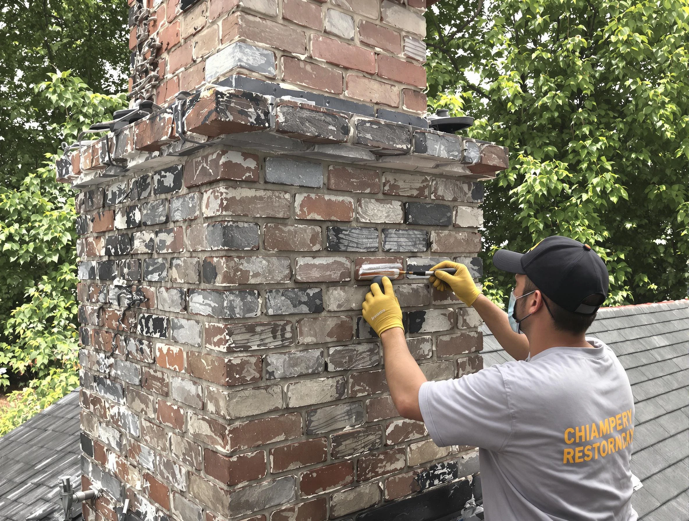 In-progress chimney restoration by Jonesboro Chimney Sweep in Jonesboro, GA